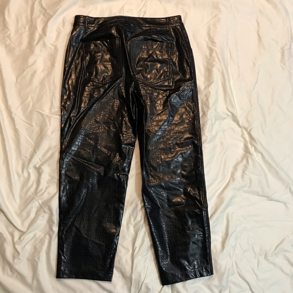 A New Day Black Faux Leather Croc Embossed Straight Leg Pants Size 12 NWT - Picture 2 of 6